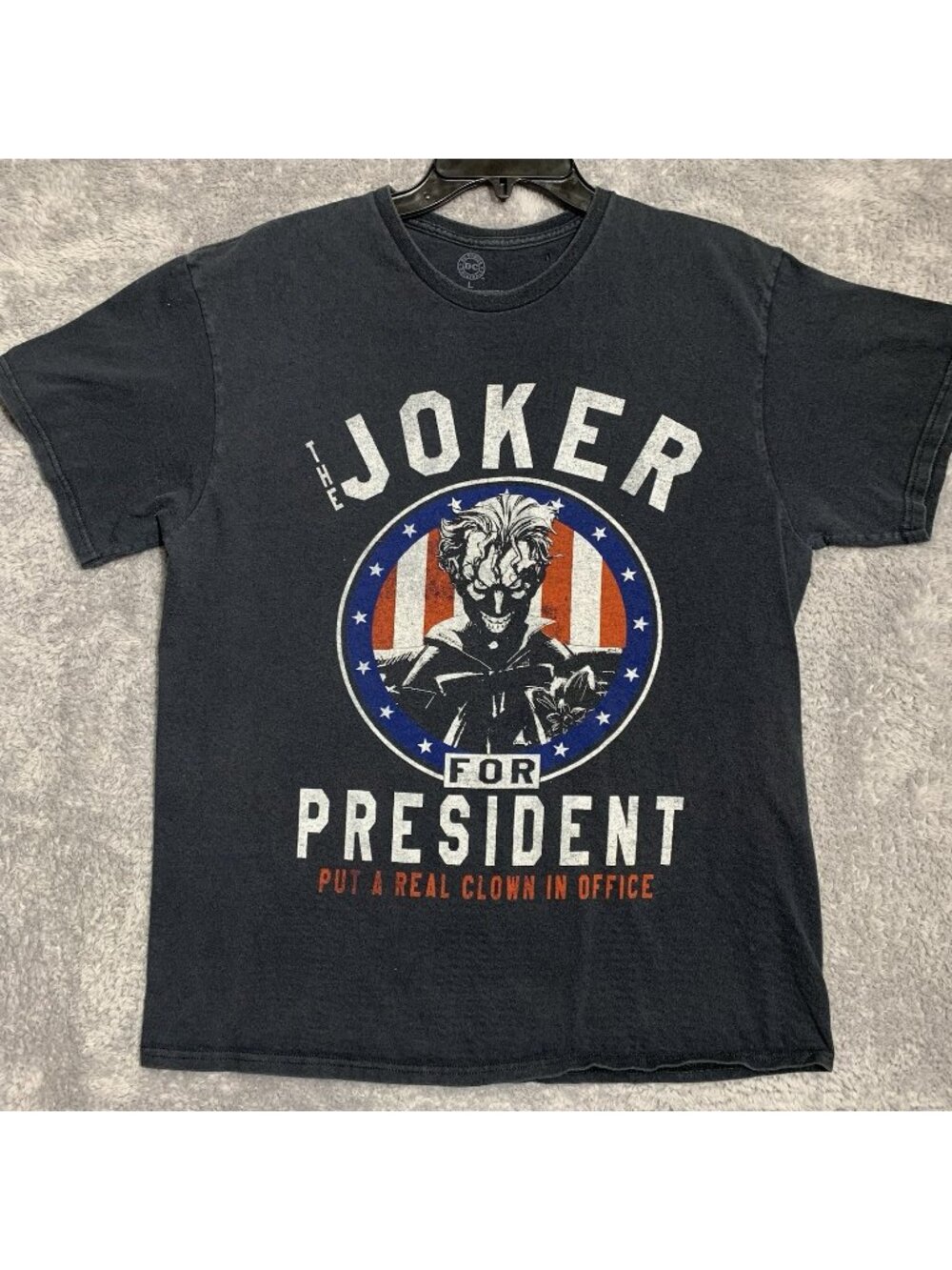 DC Comics The Joker For President T Shirt Mens L Black Graphic Put A Real Clown